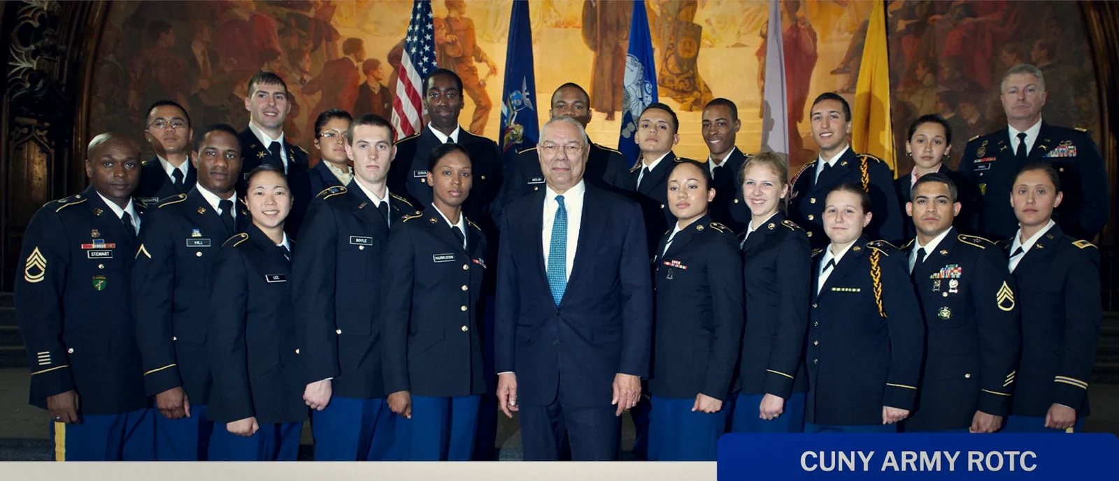 General Colin L. Powell with the cadets of CUNY Army ROTC